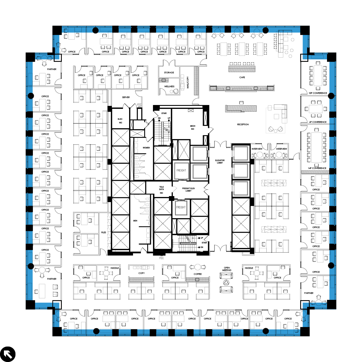 Proposed Office Intensive Layout Floorplan
